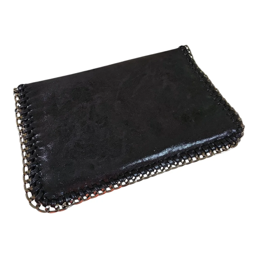 Black Clutch Evening Bag w/ Chain Trim - Picture 5 of 6